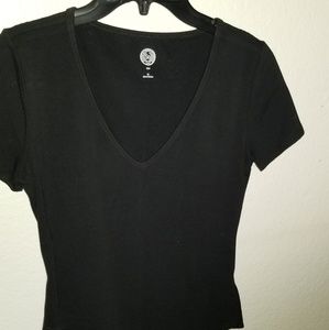 SO V-Neck Fitted Black Bodysuit